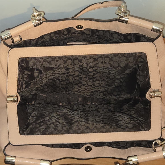 COACH Madison Caroline Peach/Nude Satchel Textured Leather Handbag Rare Retired - Picture 6 of 14